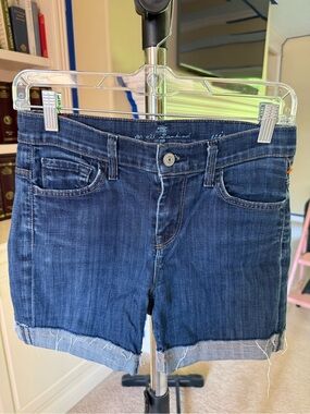 7 For All Mankind cuffed blue denim shorts